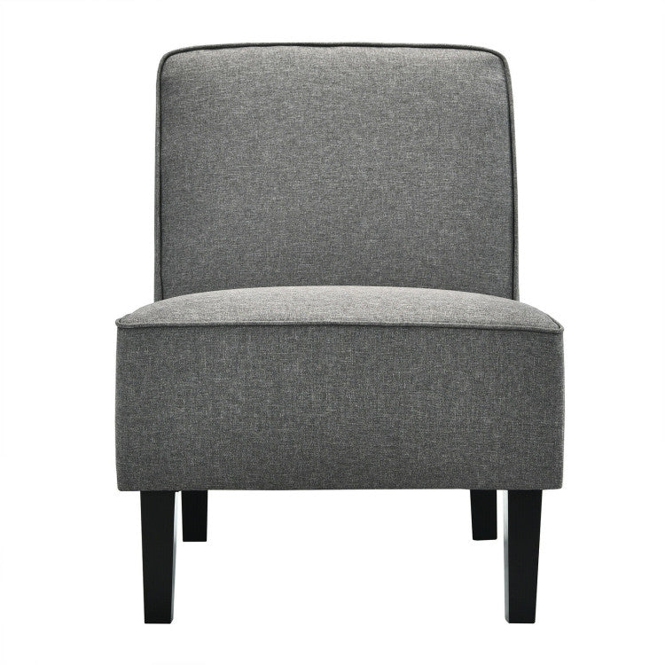 Single Fabric Modern Armless Accent Sofa Chair with Rubber Wood Legs