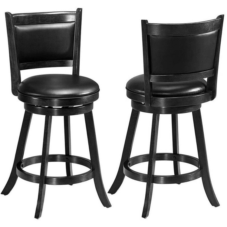 2 Pieces 24 Inch Swivel Counter Stool Dining Chair Upholstered Seat