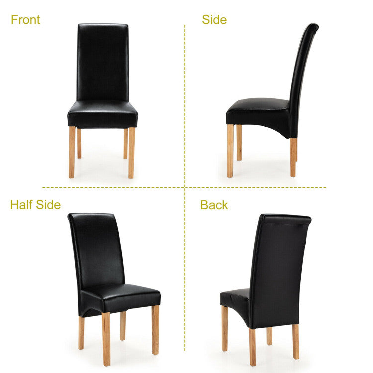 2 Pieces Dining Chairs Set with Rubber Wood Legs