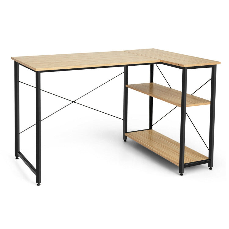 48 Inch Reversible L Shaped Computer Desk with Adjustable Shelf