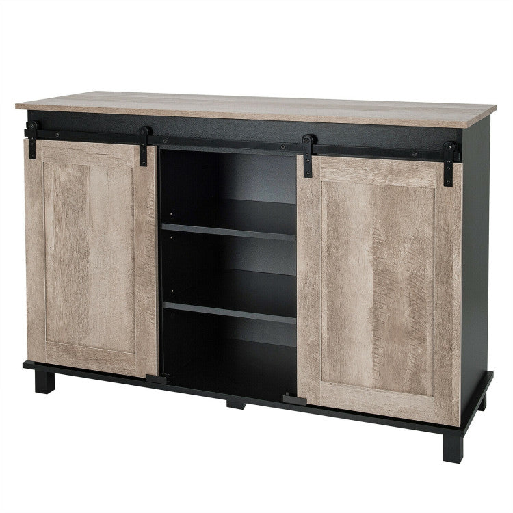 Kitchen Buffet Sideboard with 2 Sliding Barn Doors for Dining Living Room