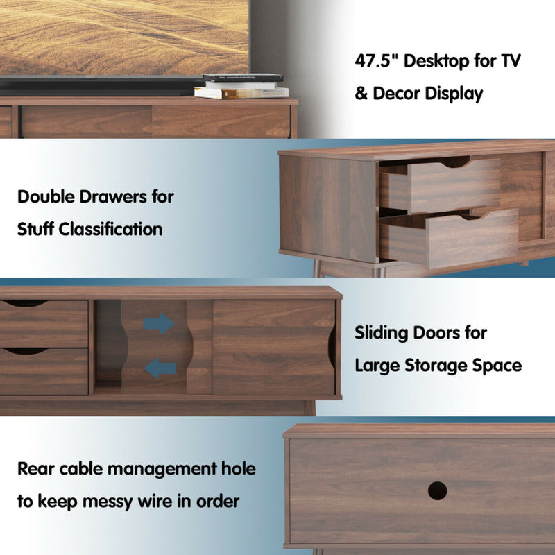 TV Console Cabinet with Drawers and Sliding Doors for Tvs up to 60 Inch