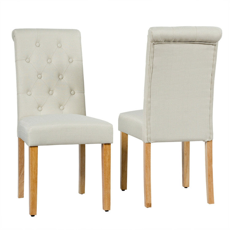 2 Pieces Tufted Dining Chair Set with Adjustable Anti-Slip Foot Pads