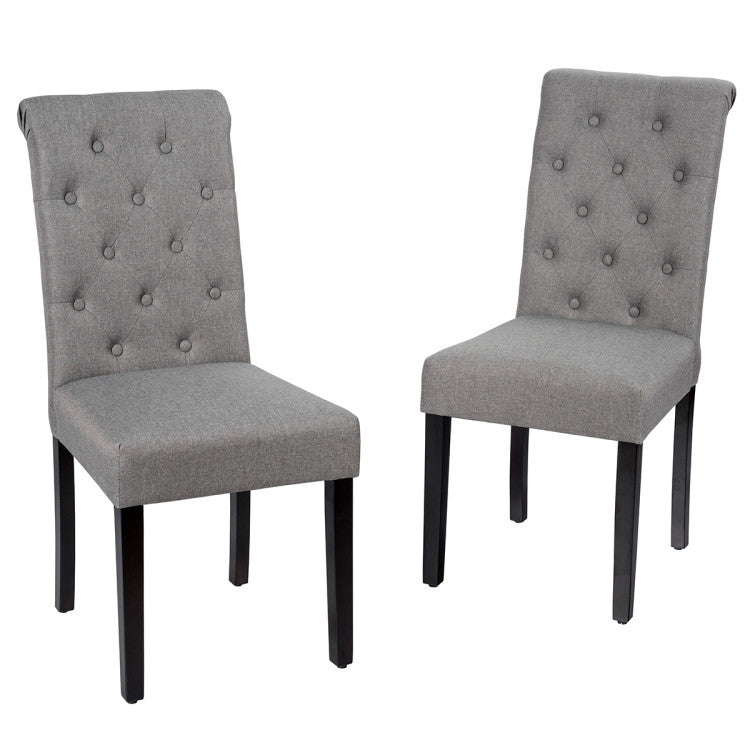 2 Pieces Tufted Dining Chair Set with Adjustable Anti-Slip Foot Pads