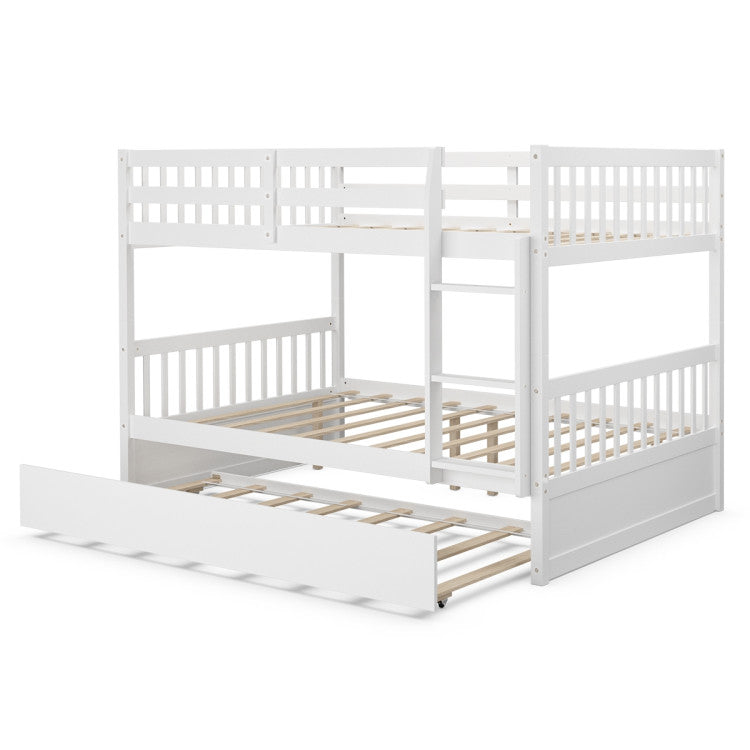 Full over Full Bunk Bed Platform Wood Bed with Ladder