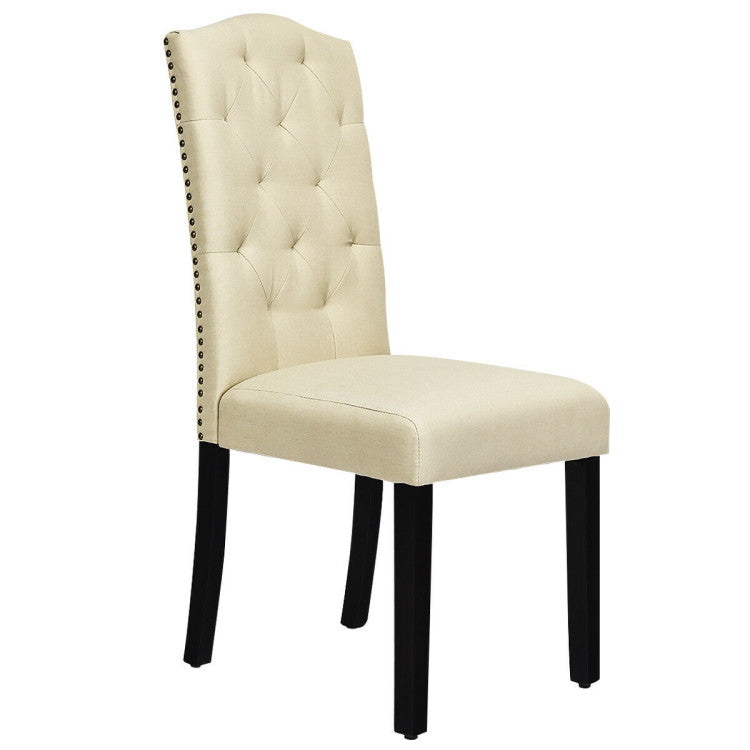 Set of 2 Modern Armless Tufted Kitchen Dining Chairs with Padded Seat