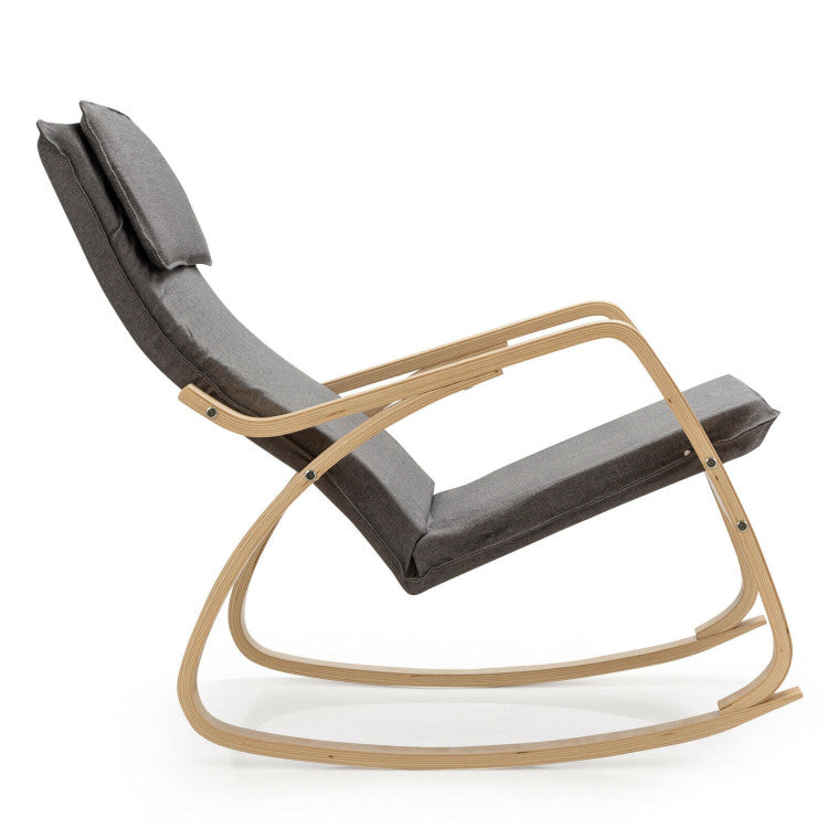 Stable Wooden Frame Leisure Rocking Chair with Removable Upholstered Cushion