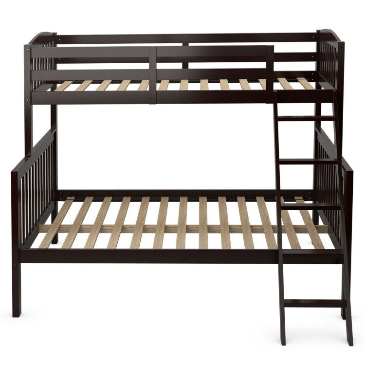 Twin over Full Bunk Bed with Ladder and Guardrail