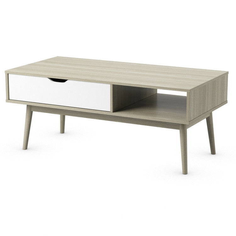 Coffee Cocktail Accent Table with Drawer and Storage Shelf