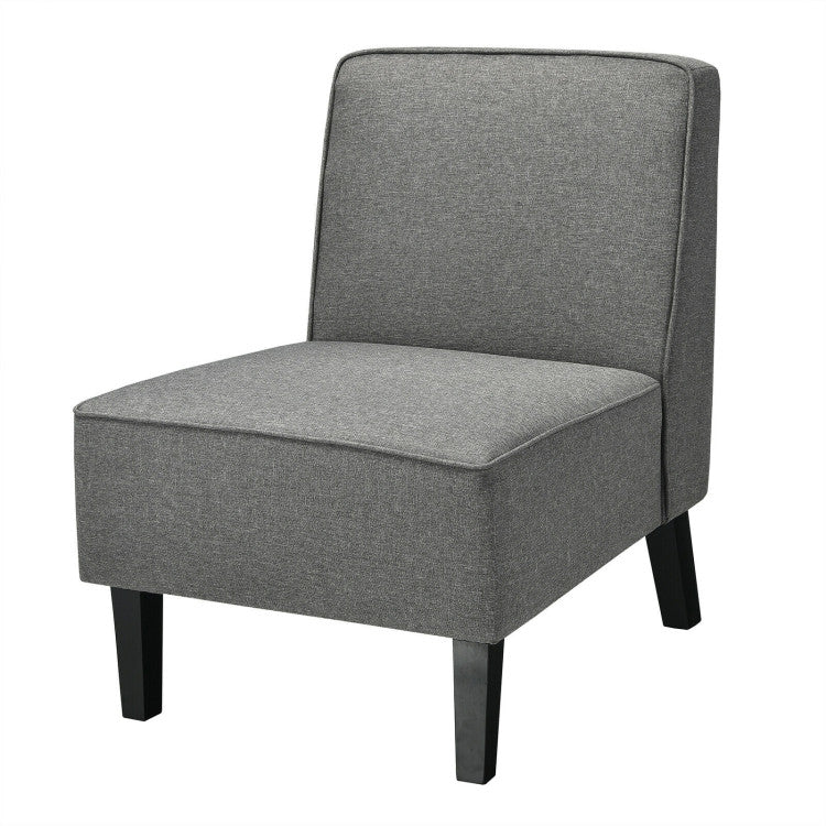 Single Fabric Modern Armless Accent Sofa Chair with Rubber Wood Legs