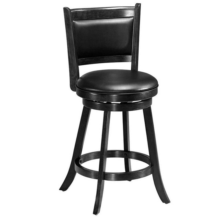 2 Pieces 24 Inch Swivel Counter Stool Dining Chair Upholstered Seat