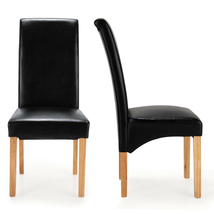 2 Pieces Dining Chairs Set with Rubber Wood Legs