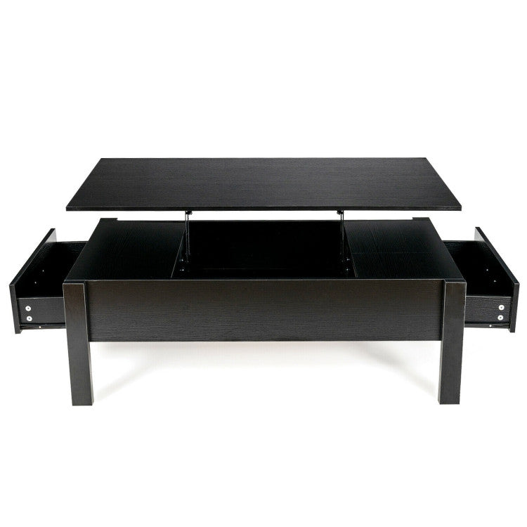 47 Inch Lift Top Coffee Table with Hidden Compartment and 2 Side Drawers