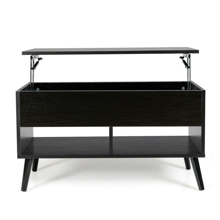 31.5 Inch Lift-Top Coffee Table with Hidden Storage and 2 Open Shelves