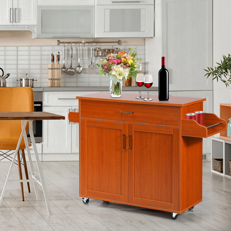 Rolling Kitchen Island Cart with Towel and Spice Rack