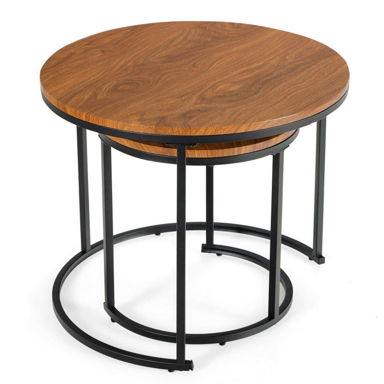 Set of 2 Modern round Stacking Nesting Coffee Tables