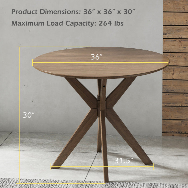 35 Inch Modern round Wood Dining Table with Solid Legs