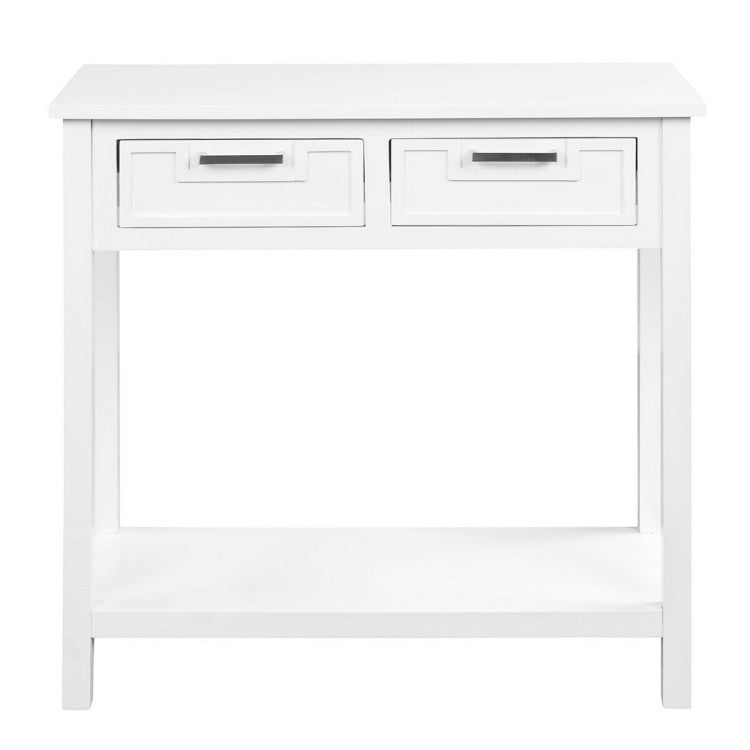 2 Drawers Accent Console Entryway Storage Shelf with Bottom Shelf