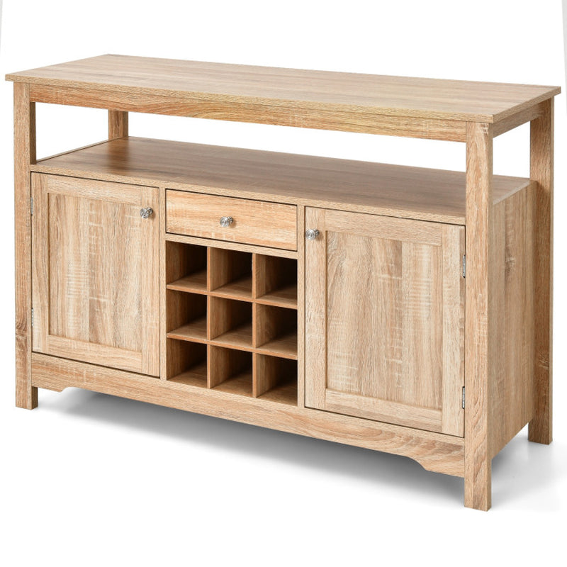 Server Buffet Sideboard with Wine Rack and Open Shelf