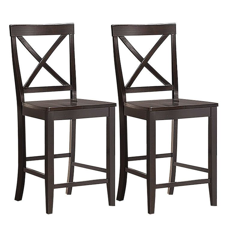 24 Inch 2 Pack Rubber Wood Frame Kitchen Chairs