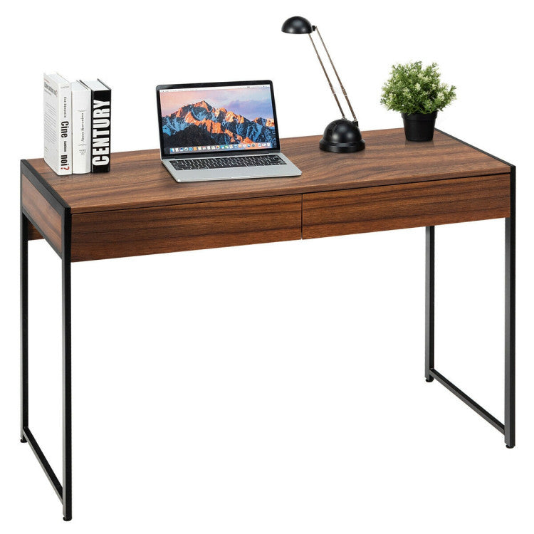 44 Inch 2-Drawer Computer Desk with 2 Drawers for Bedroom and Office