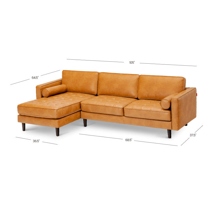 3-Seat L-Shaped Sectional Sofa Couch for Living Room