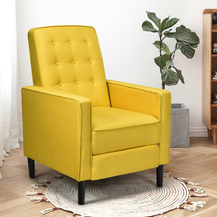 Modern Fabric Push-Back Recliner Chair with Button-Tufted Back and Thick Cushion