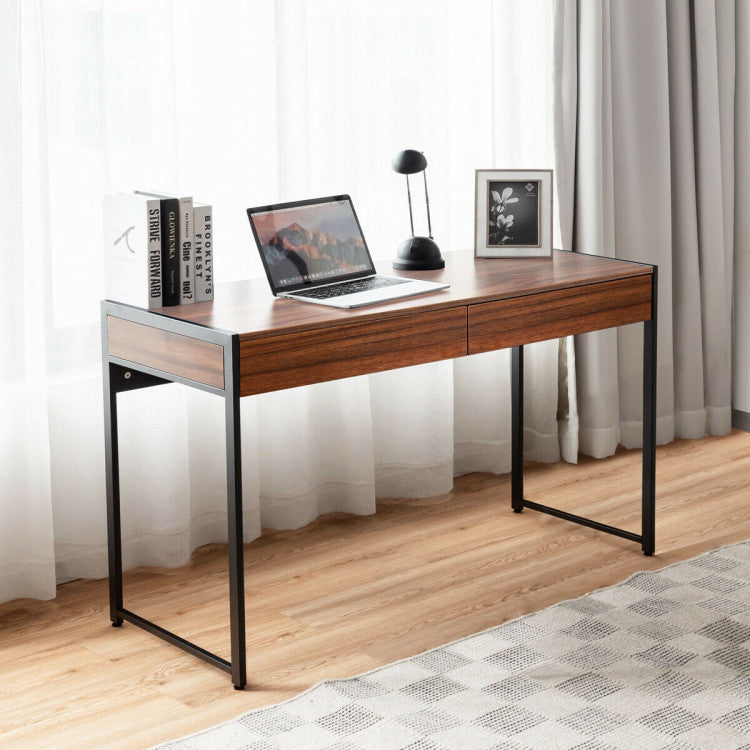 44 Inch 2-Drawer Computer Desk with 2 Drawers for Bedroom and Office