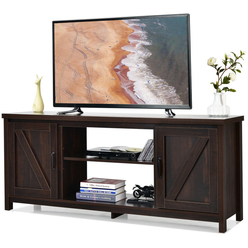 59 Inch Barn Door TV Console Table with Storage Cabinet for Tvs up to 65 Inch