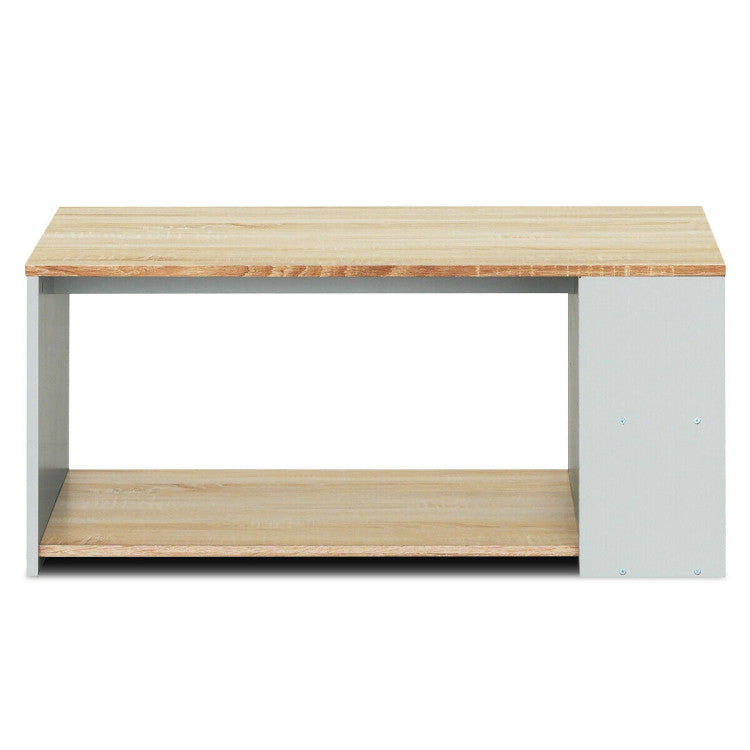 Coffee Table with Storage Shelves and Smooth Surface