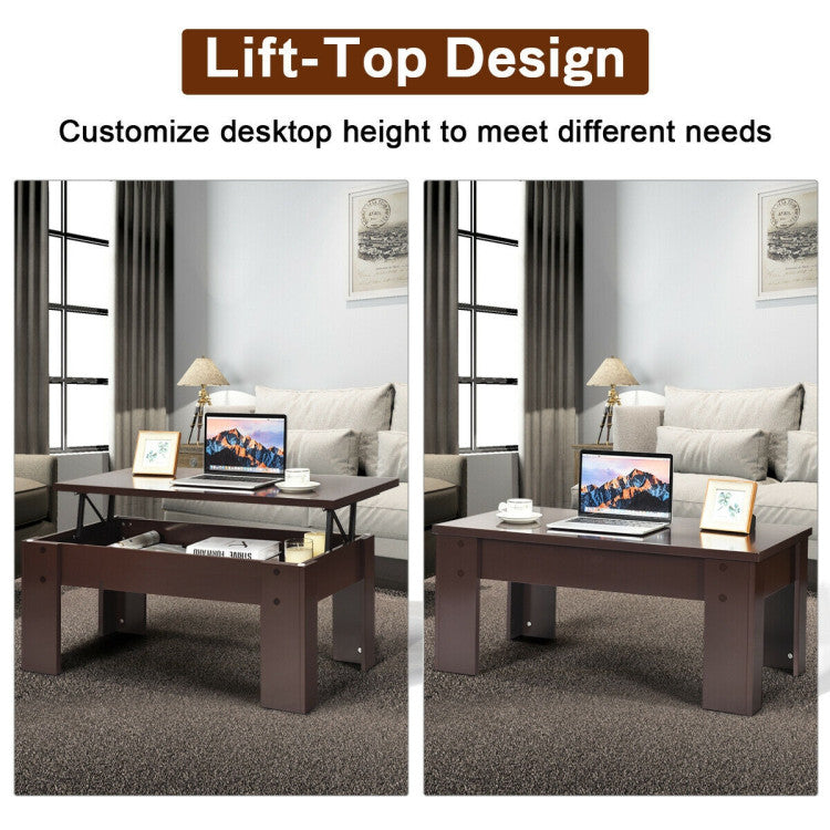 Lift Top Coffee Table with Hidden Storage Compartment