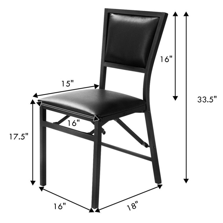 Set of 2 Metal Folding Dining Chair with Padded Seats for Small Room