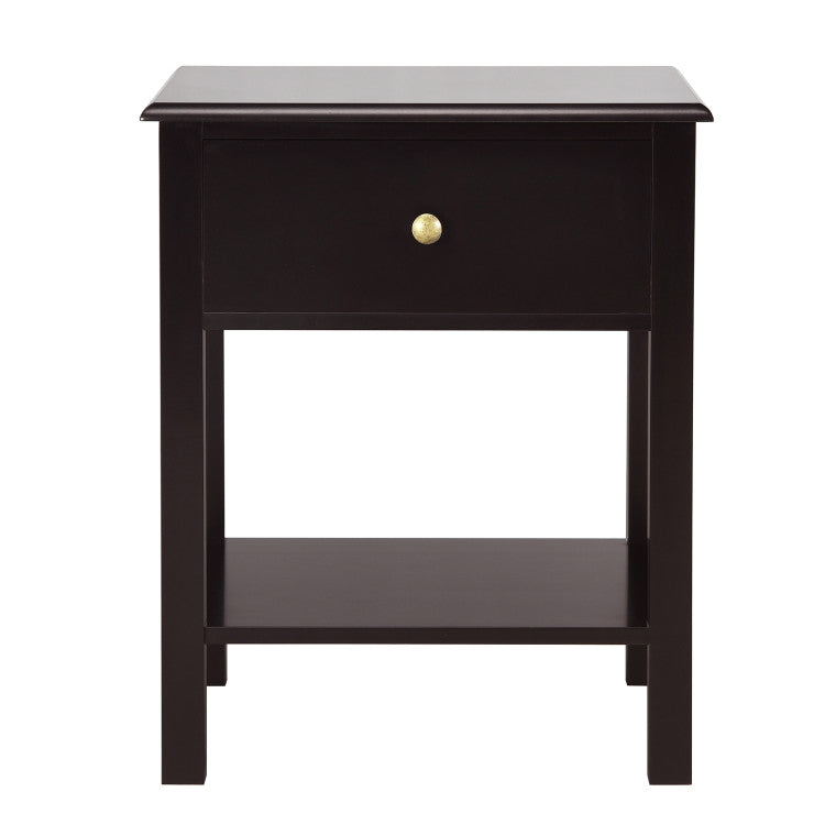 Nightstand End Table with Drawer and Shelf