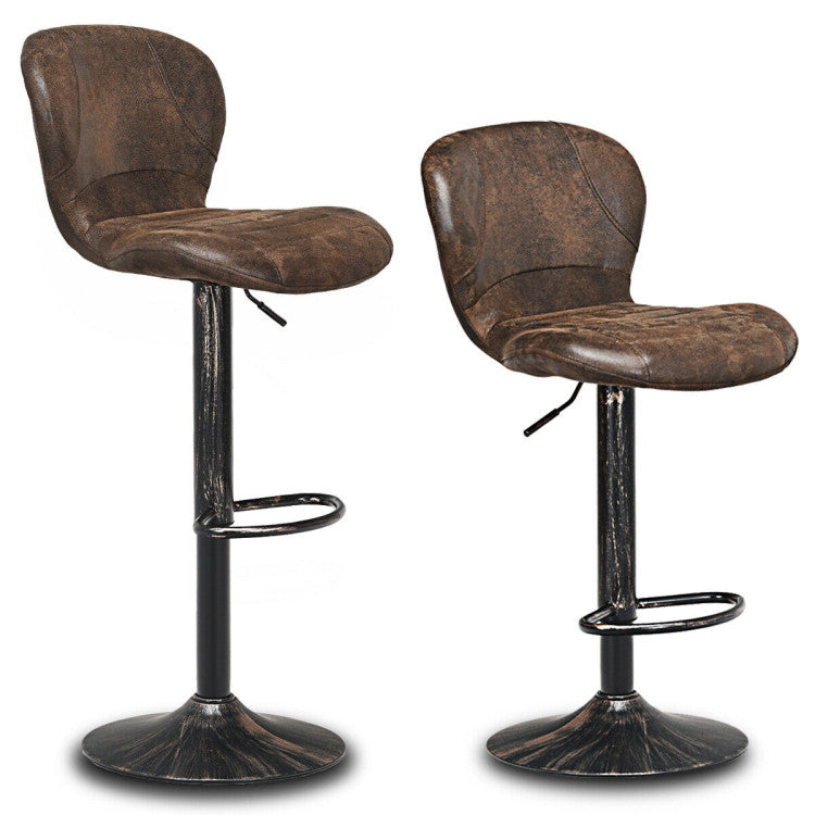 Set of 2 Adjustable Swivel Hot-Stamping Cloth Bar Stools