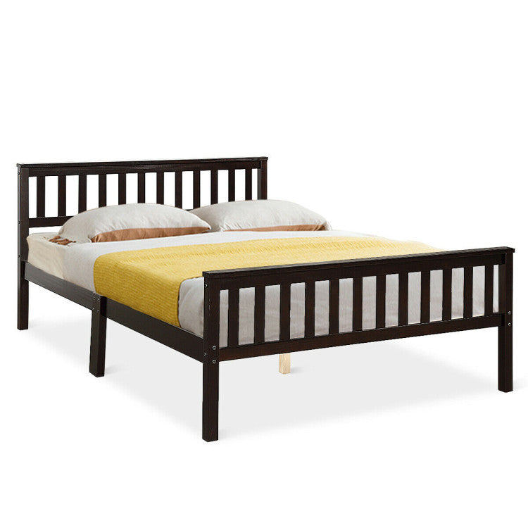 Deluxe Solid Wood Platform Bed with Headboard and Footboard