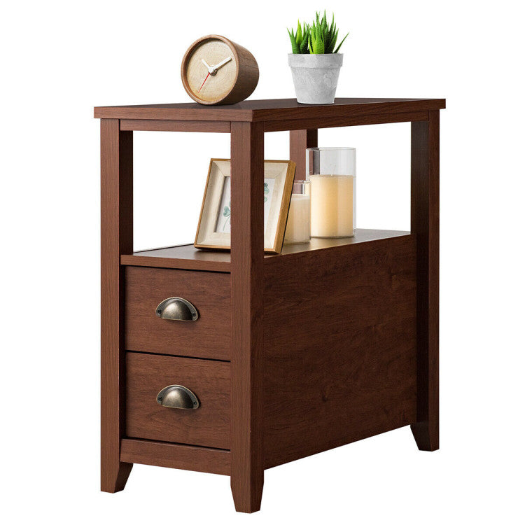 23.5 X 12 Inch Rectangular Nightstand with 2 Drawers and Shelf