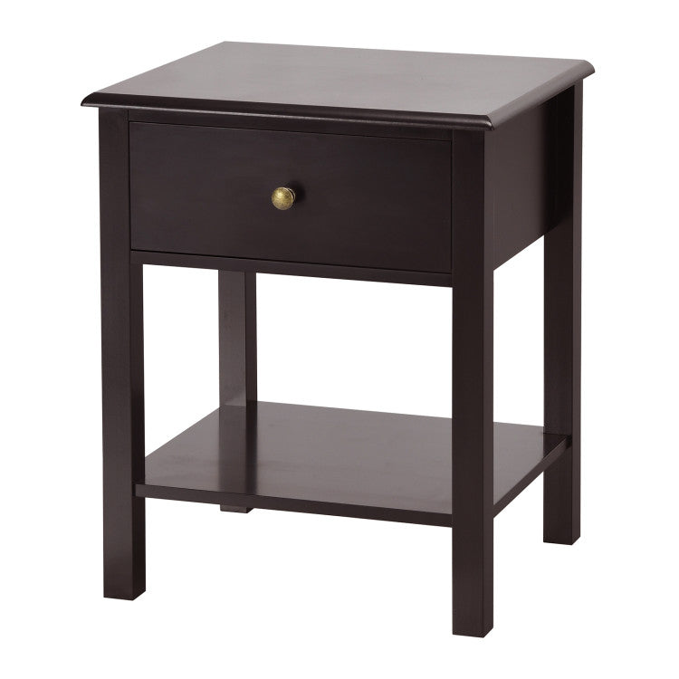 Nightstand End Table with Drawer and Shelf