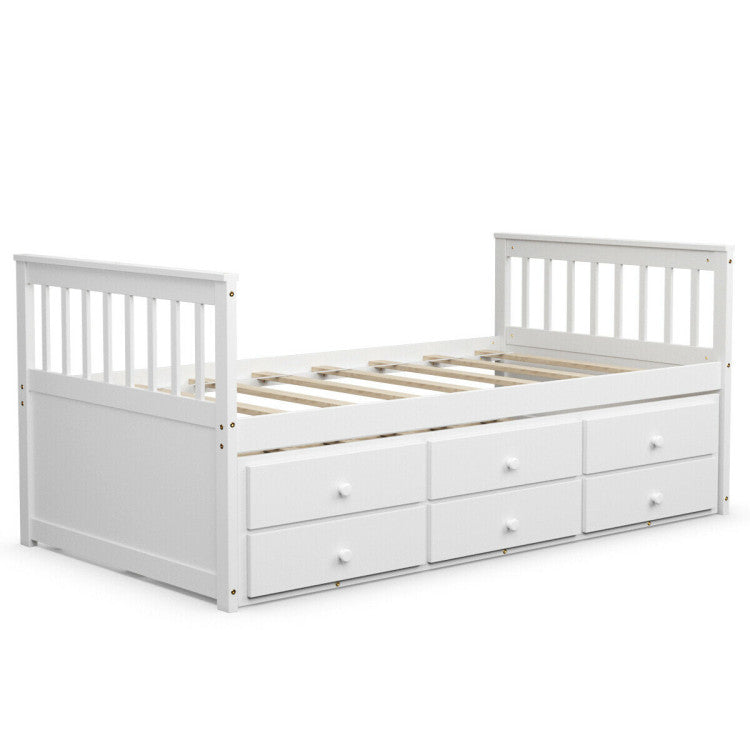 Twin Captain’S Bed with Trundle and 3 Storage Drawers