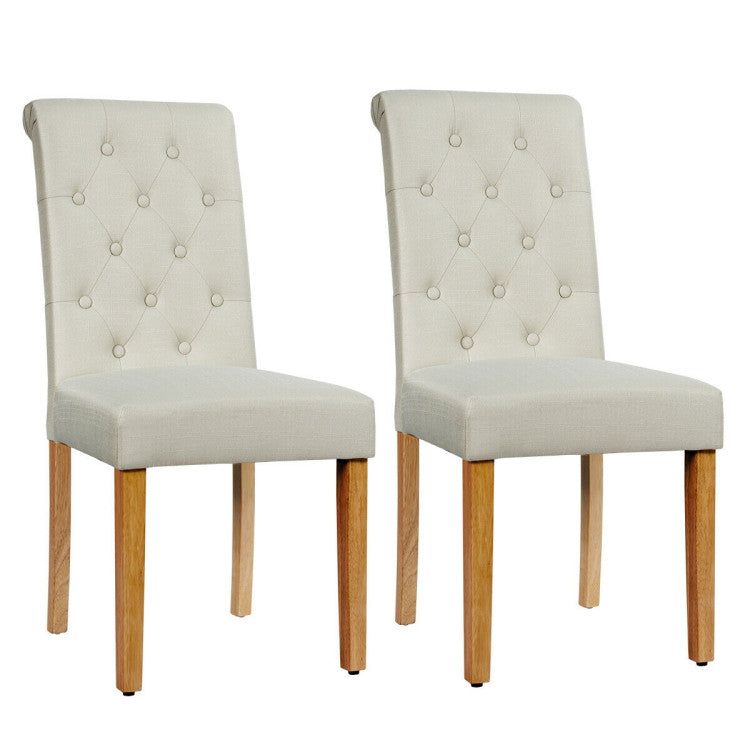 2 Pieces Tufted Dining Chair Set with Adjustable Anti-Slip Foot Pads