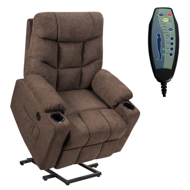 Electric Power Lift Massage Recliner Sofa with 8 Point Massage and Lumbar Heat