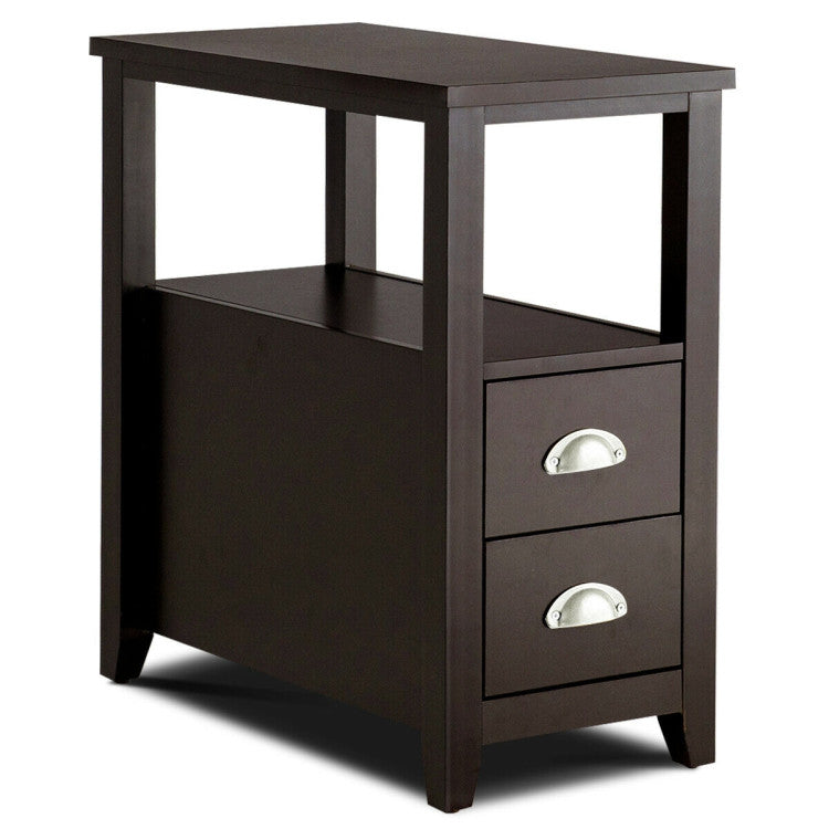 23.5 X 12 Inch Rectangular Nightstand with 2 Drawers and Shelf