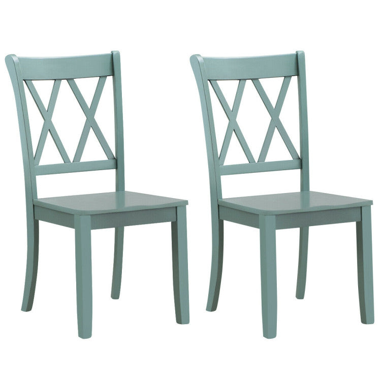 Set of 2 Cross Back Rubber Wood Dining Chairs