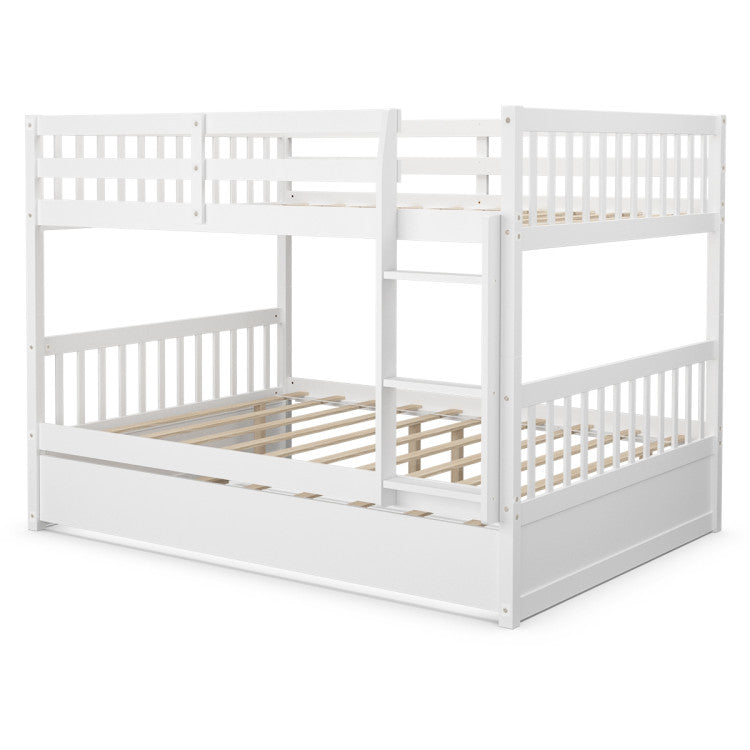 Full over Full Bunk Bed Platform Wood Bed with Ladder