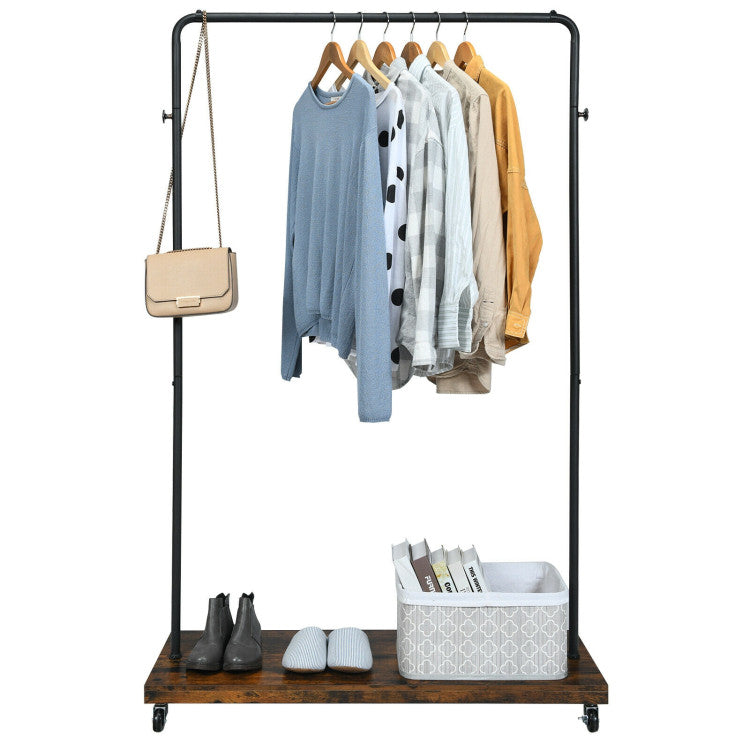 Heavy Duty 2 in 1 Clothes Stand Rack with Lockable Casters