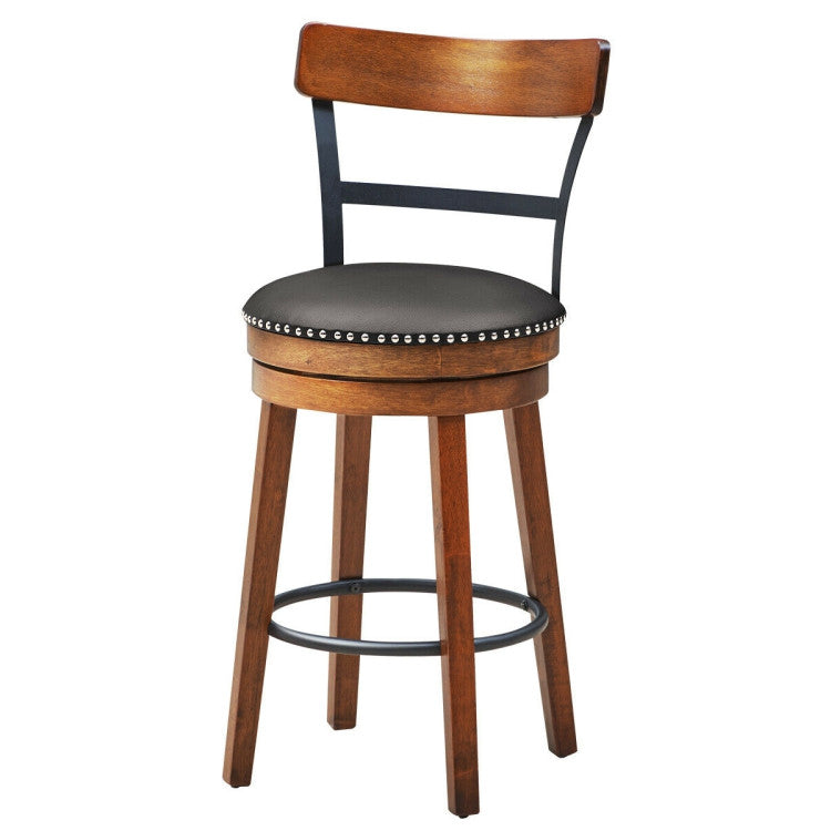 25.5 Inch/30.5 Inch 360-Degree Bar Swivel Stools with Leather Padded