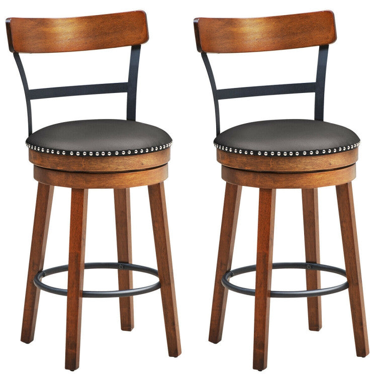 Set of 2 Swivel Counter Height Bar Stools