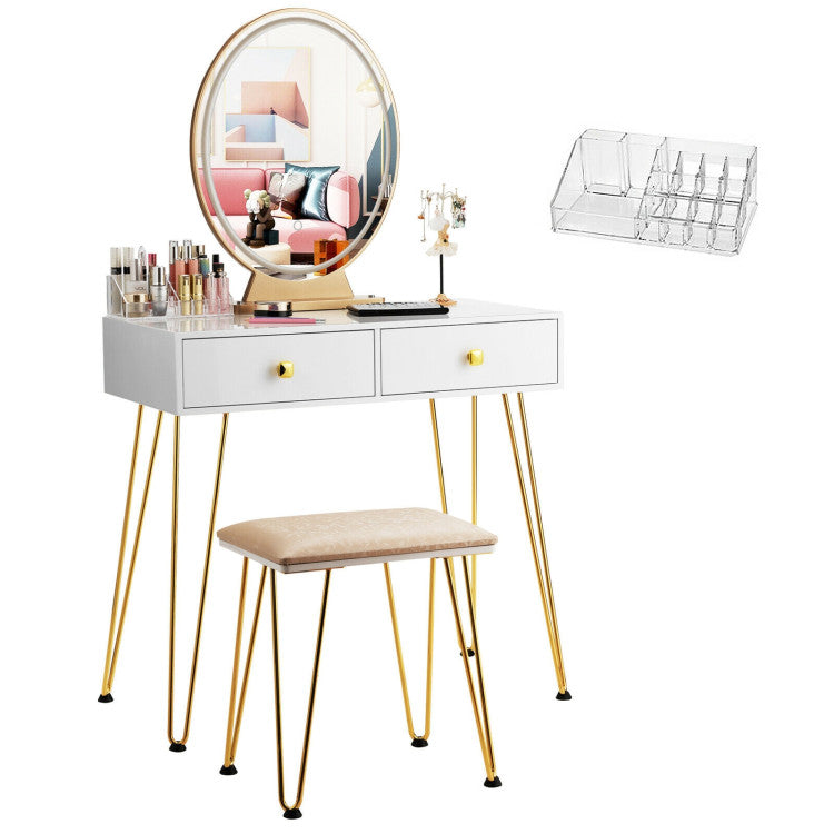 Industrial Makeup Dressing Table with 3 Lighting Modes