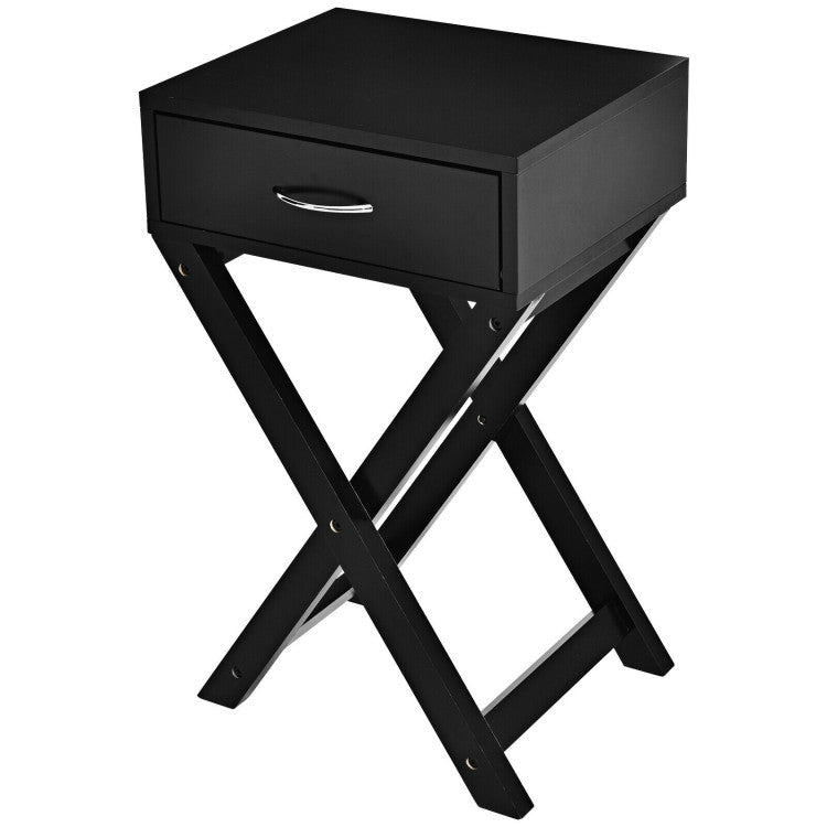 Design Sofa Side Table with X-Shape Drawer for Living Room Bedroom