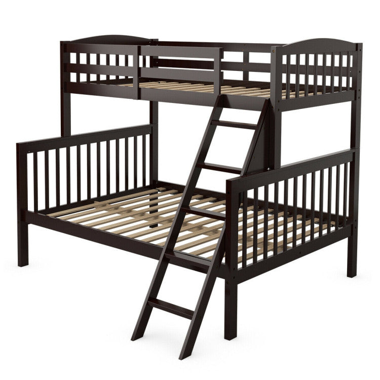 Twin over Full Bunk Bed with Ladder and Guardrail