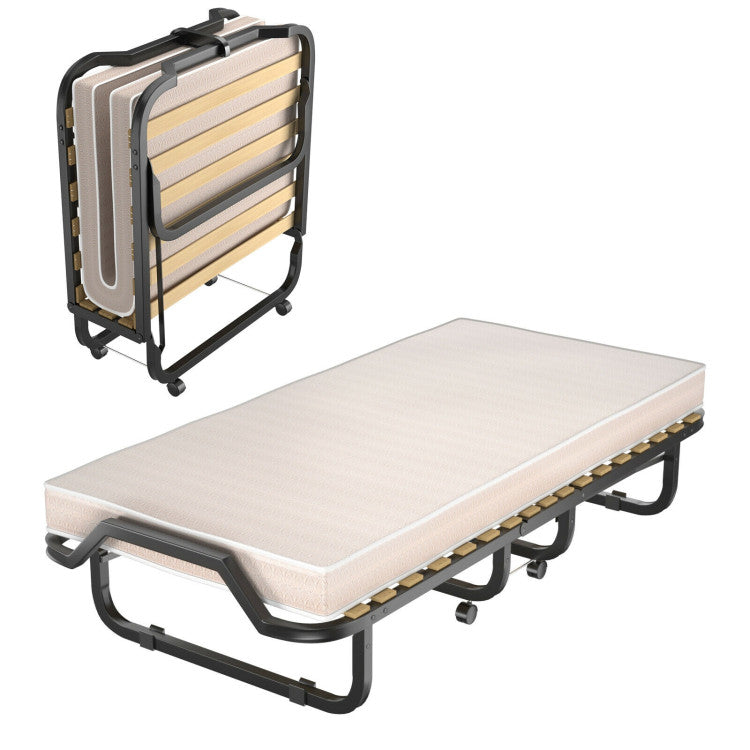 79 X 36 Inch Folding Rollaway Bed with Memory Foam Mattress